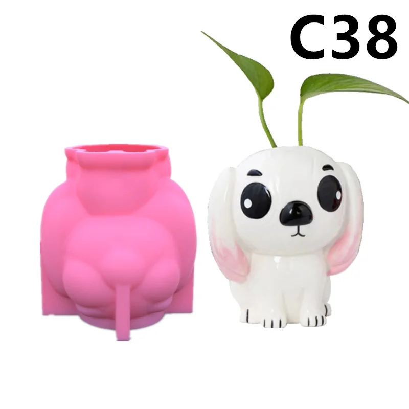 

3D Silicone Molds Big-eyed Dog Silica Gel Mould Succulent Plant Pot Home Decor DIY Cactus Plaster Clay Resin Craft C38