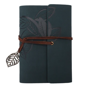 

Diary notebook vintage style leather green