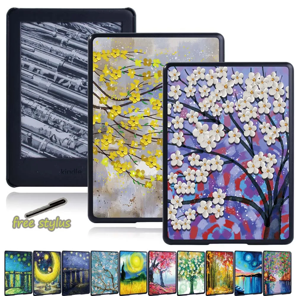 

Tablet Case for Amazon Kindle Ereader Paperwhite 1/2/3/4/Kindle 8th Gen 2016/10th Gen 2019 - Paint Series Slim Back Case + Pen