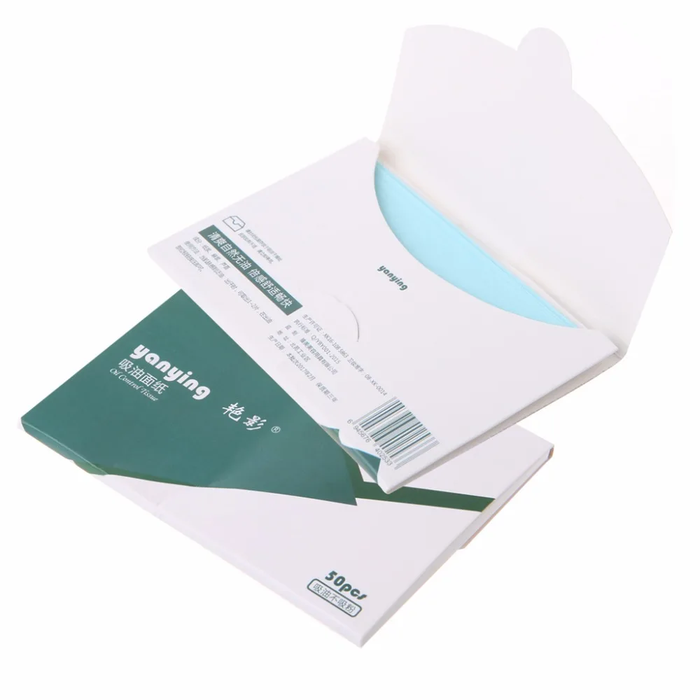50 шт./пакет для производства салфеток для лица бумаги синяя пленка для впитывания жира, Управление уход за кожей лица для удаления макияжа