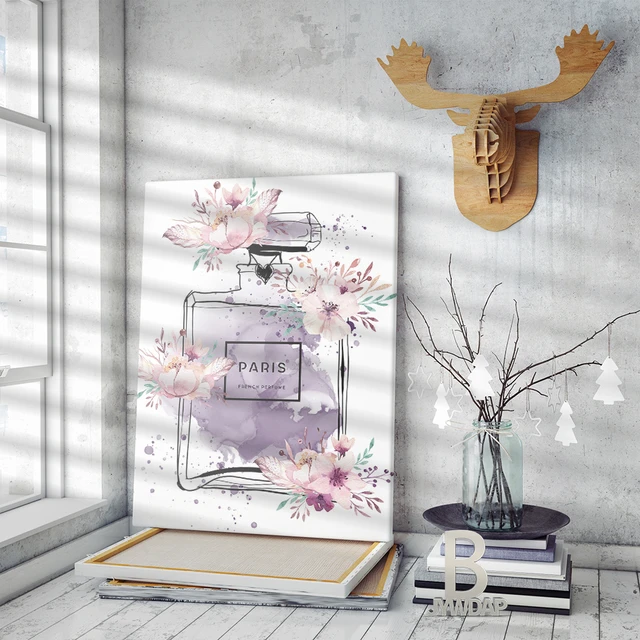 Canvas Perfume Bottle Posters  Fashion Poster Perfume Bottle - Flowers  Posters Wall - Aliexpress