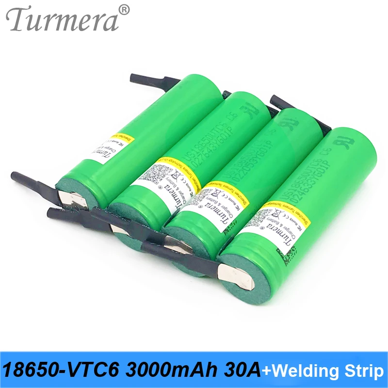 Turmera original 18650 battery us18650vtc6 3000mah battery 30a 18650 battery 30a with soldering battery for screwdriver battery 02