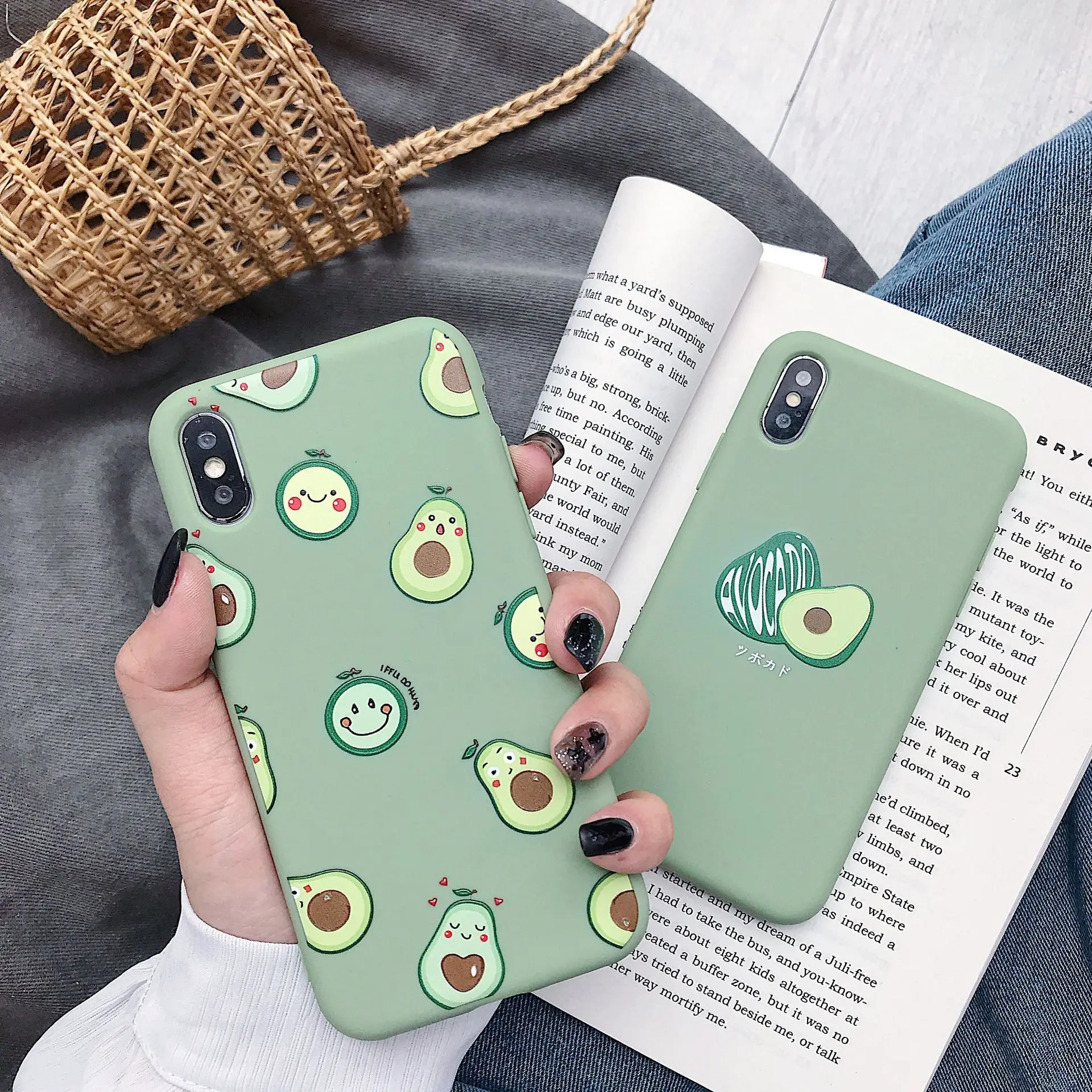 Silicone Cartoon avocado print Phone Case For iPhone 11 pro X XR XS Max 7 8 6 6s Plus Back Cover soft Anti-fall Protective shell |