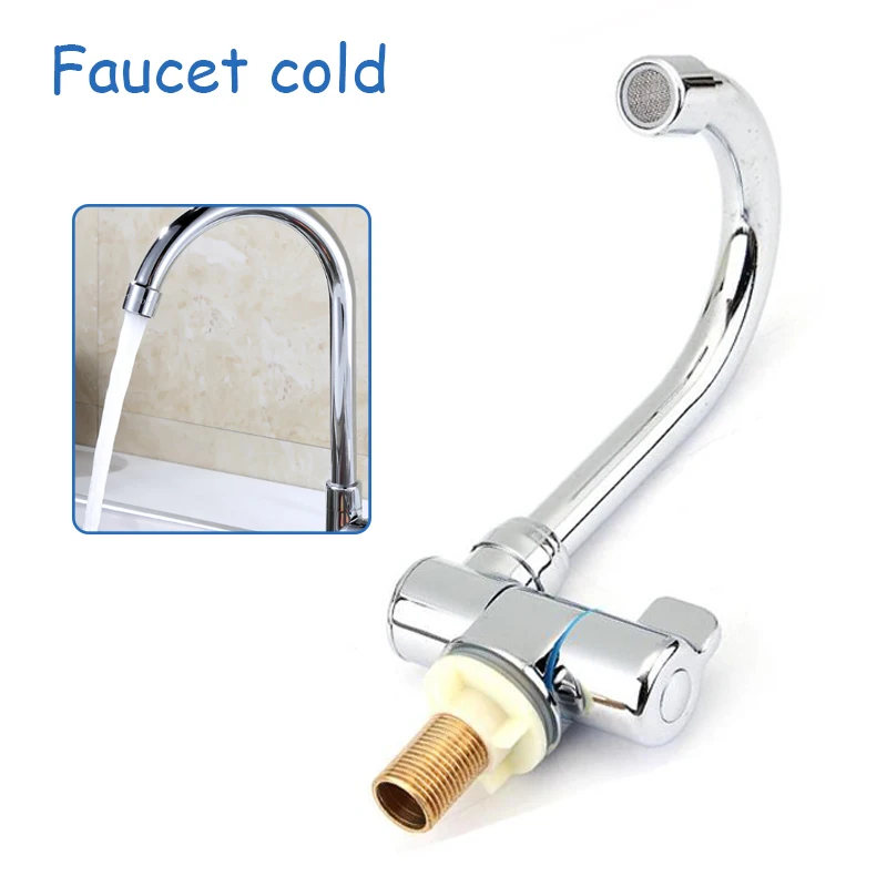Bath Basin Kitchen Cold Faucet 360° Rotation Chrome Bathroom Tap for RV Marine Boat Deck Camper Car Accessories