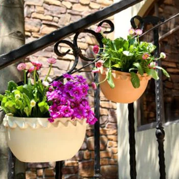 

15.87*13.9*10cm Wall-Hanging Flower Pot Garden Fence Balcony Basket Plant Pot Planter Art Decors Durable