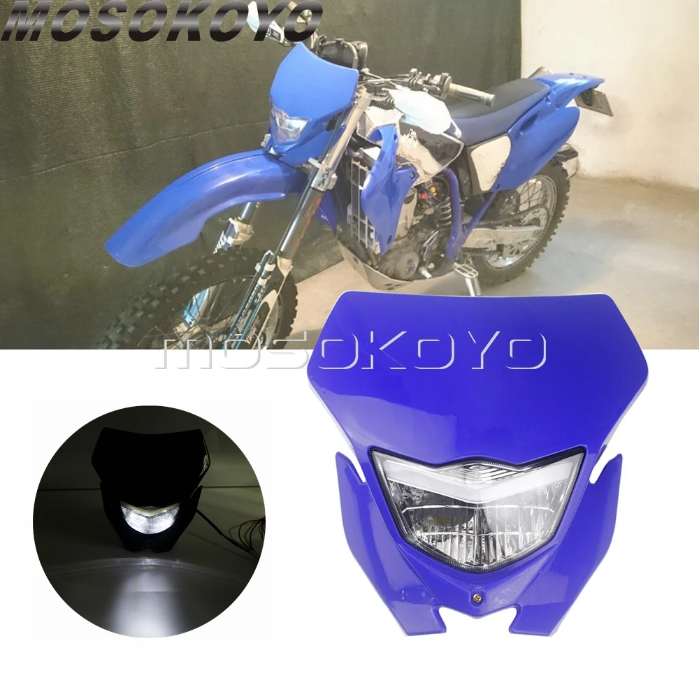 Street Fighter Headlight Motorcycle Headlight Supermoto Universal Headlights Head Light For Kawasaki Honda Yamaha Suzuki Crf Yzf Kxf Klx Rmz Drz Kx Rm Yz Sx Exc Xc Pit Dirt Bike White Headlight