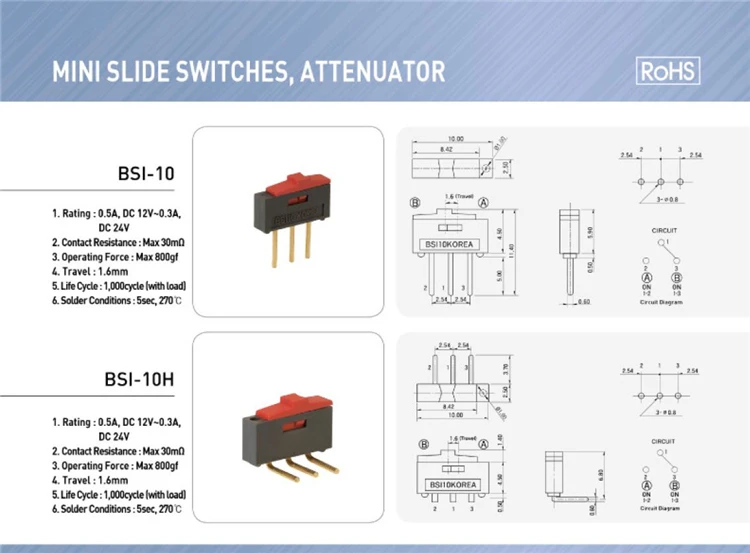 Mini slide switch 10*2.5 second gear 2.54 pin pitch PCB inserts for small devices and microphones Mini slide switch 10*2.5 second gear 2.54 pin pitch PCB inserts for small devices and microphones