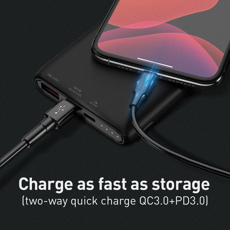 Baseus 18W PD Quick Charge 3,0 power Bank 10000mAh QC3.0 type C power bank портативное Внешнее зарядное устройство для Xiaomi iPhone