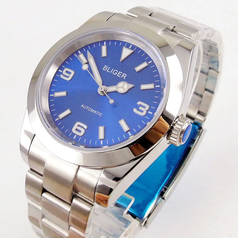 Fashional Nologo Sapphire Glass 40mm Bliger Automatic Men's Watch