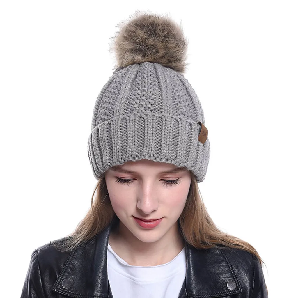 Новая меховая вязаная шапка с натуральным мехом, шапка с помпоном Skullie beanie, зимняя женская шапка для девочек, женская шапка