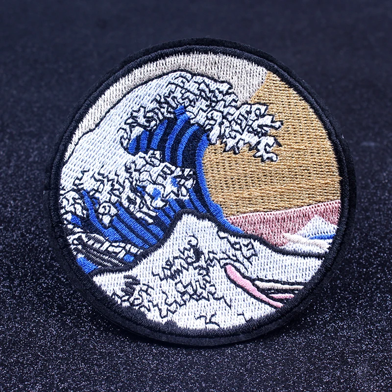 

Van Gogh Great Wave Patch for Clothes Embroidered Patches For Clothing Iron On Patches Vikings Patch Appliques Badges On Clothes
