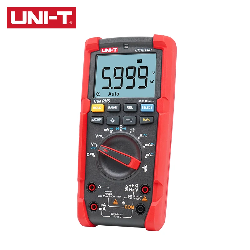 UNI T Цифровой мультиметр True RMS UT17B PRO/UT15B PRO 1000V AC/DC 6000 Дисплей знака после запятой VFC