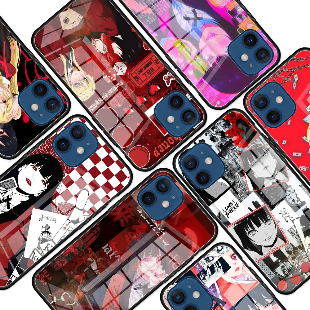 Чехол для телефона из закаленного стекла с аниме Kakegurui iPhone 13 11 Pro Max 12 Mini 7 8 Plus X XS XR 6