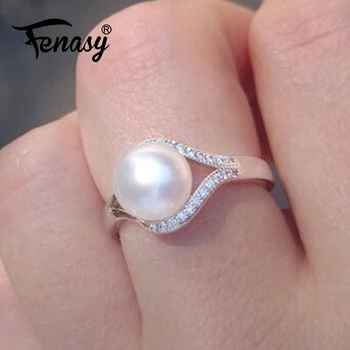 

FENASY Bohemian 925 Sterling Silver Ring New Engagement Natural Freshwater Pearl Rings For Women Pearl Jewelry