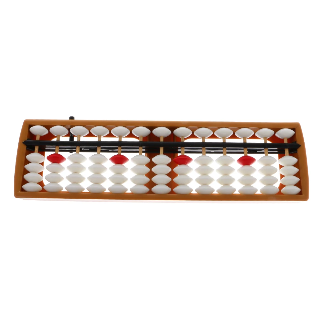 13 Rods Portable Plastic White Beads Column Abacus Counting Number Soroban Calculating Tool Educational Math Toy