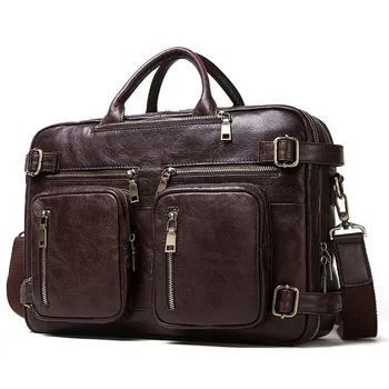 

Top Quality Men's Briefcase Messenger Bag Men Leather Briefcase Male Laptop Bags Men's Cow Leather Bag Office Bags For Men Totes