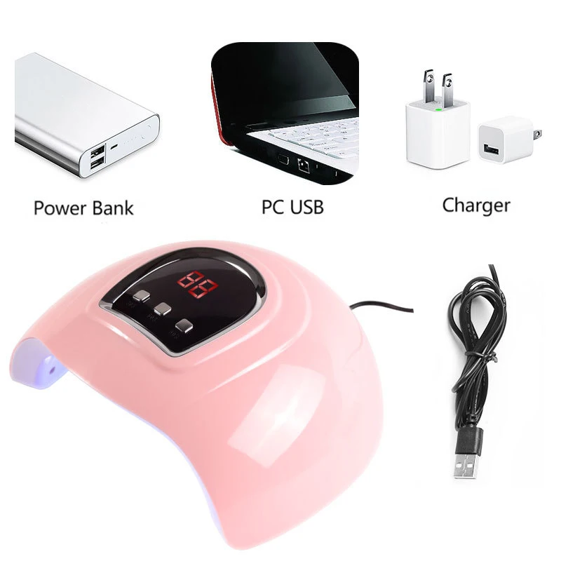 

54W Professional UV Led Nail Lamp 30/60/90s Timer LED Nail Dryer Polish 18 Dual-source LED Lamp Beads USB Connector Nail Machine