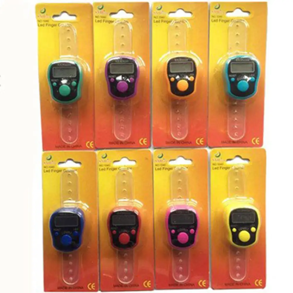 1pcs Portable Electronic Digital Counter Mini LCD Hand Held Finger Ring-type Tally Counter Random Color 