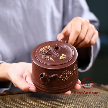 

Yixing Zisha Teapot Purple Clay Teapots Handmade Zini Shuzhuang 370cc