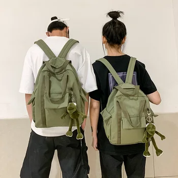 

Student Waterproof Nylon School Backpack Bag Female Male Teenager Korean Fabric Big Capacity Laptop Book Black Knapsack Bag