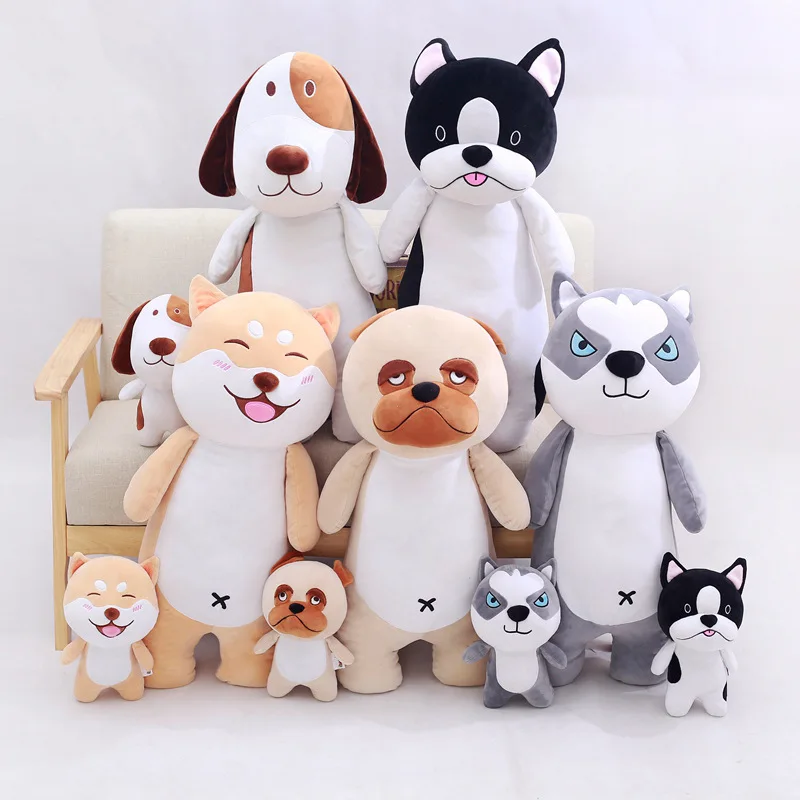 

Dog Plush Toys Stance Software Doll Husky Soft Shiba Inu Doll Pajama Strip Pillow Doll