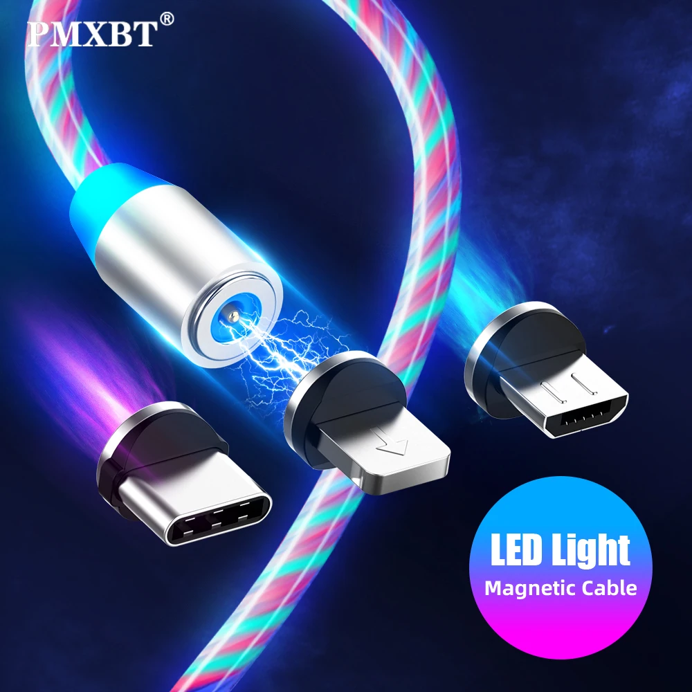 Магнитный кабель USB Type-C Micro со светодиодной подсветкой вращающийся на 360 градусов