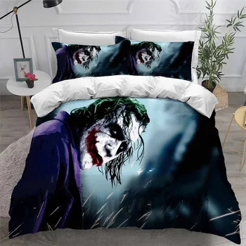

HELENGILI 3D Bedding Set Clown Joker Print Duvet Cover Set Bedcloth with Pillowcase Bed Set Home Textiles #JO09
