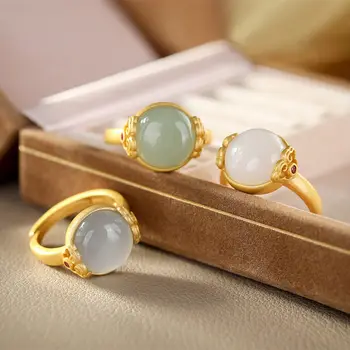 

Original design natural Hotan white jade pulp Chinese style retro court style small crowd unique charm women brand jewelry