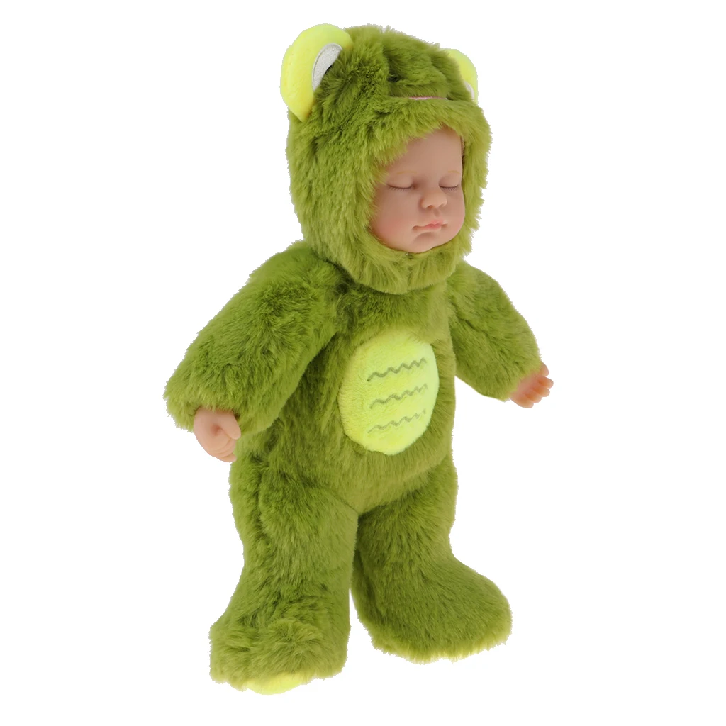 Lovely Simulation Newborn Sleeping Baby Infant Doll Lifelike Stuffed Animal Toys Plush Frog Baby Birthday New Year Gifts