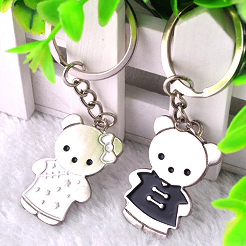 

Metal Keychains Couples Keychain Lettering Keychain Couples Bear for Both Men And Women Gift