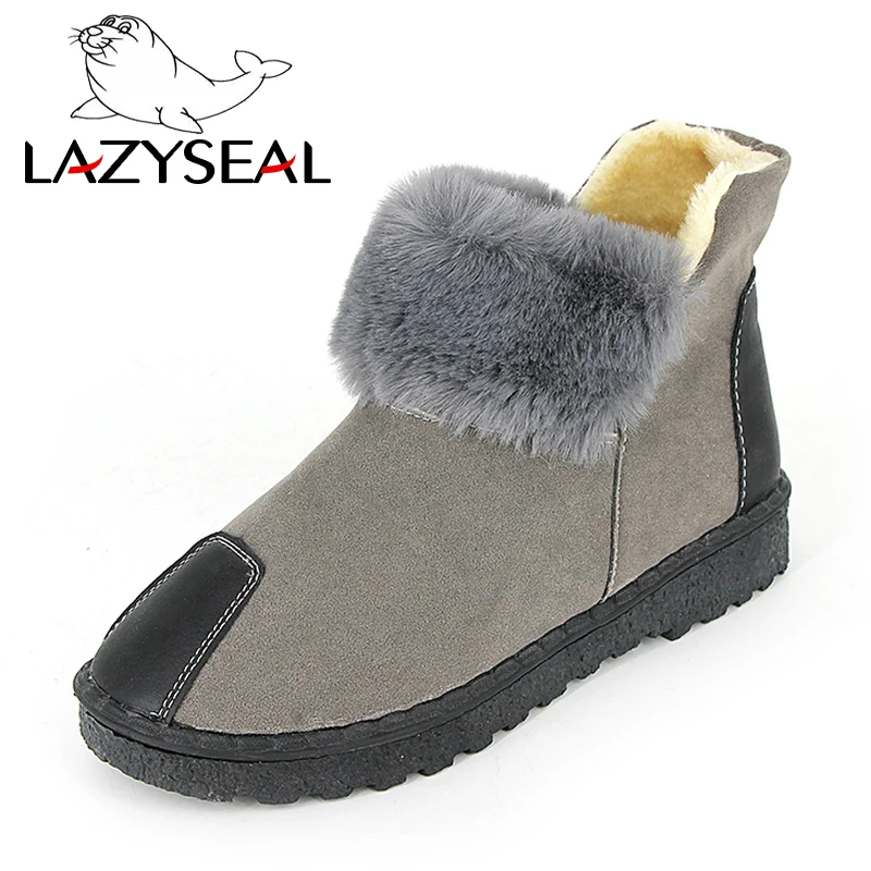 LazySeal botas mujer invierno/ г. Зимние женские ботинки женские теплые фетровые ботильоны на меху с плюшевой подкладкой на платформе Botas Mujer