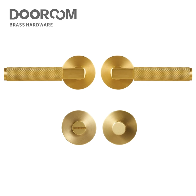 Дверной замок Dooroom с накаткой латунный в современном стиле для интерьера спальни