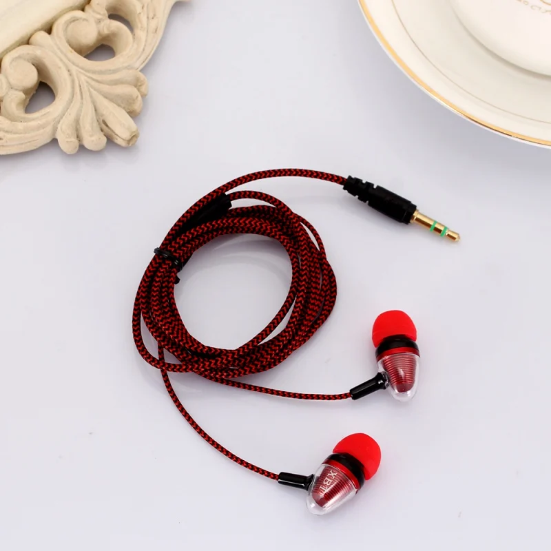 Наушники-вкладыши 3,5 мм стерео изоляция низких частот Светоотражающая волоконная радиоантенна для MP3/mp4 наушники гарнитура S2 - Цвет: Красный