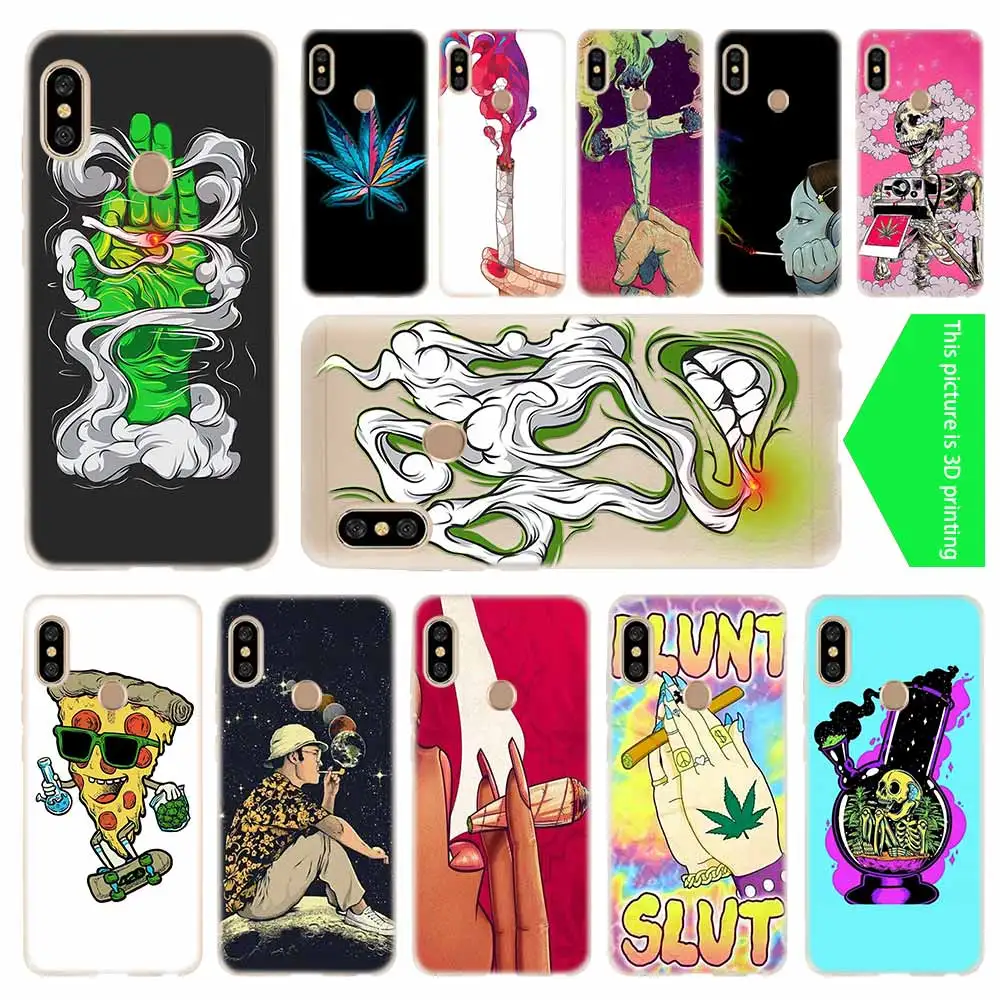 

cover soft Silicone TPU Case For Xiaomi Redmi 4a 5a 6a 7a Plus K20 Pro S2 Note 4 5 6 7 8 Pro Prime Y3 Bear smoking grass cigar