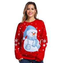 Рождественский свитер, пуловер с 3D цифровой печатью, Рождественский свободный свитер с круглым вырезом и длинным рукавом большого размера для пары