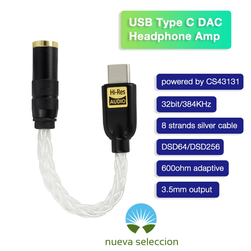 CS43131 adaptador DAC HiFi USB tipo C para auriculares, adaptador DSD ...