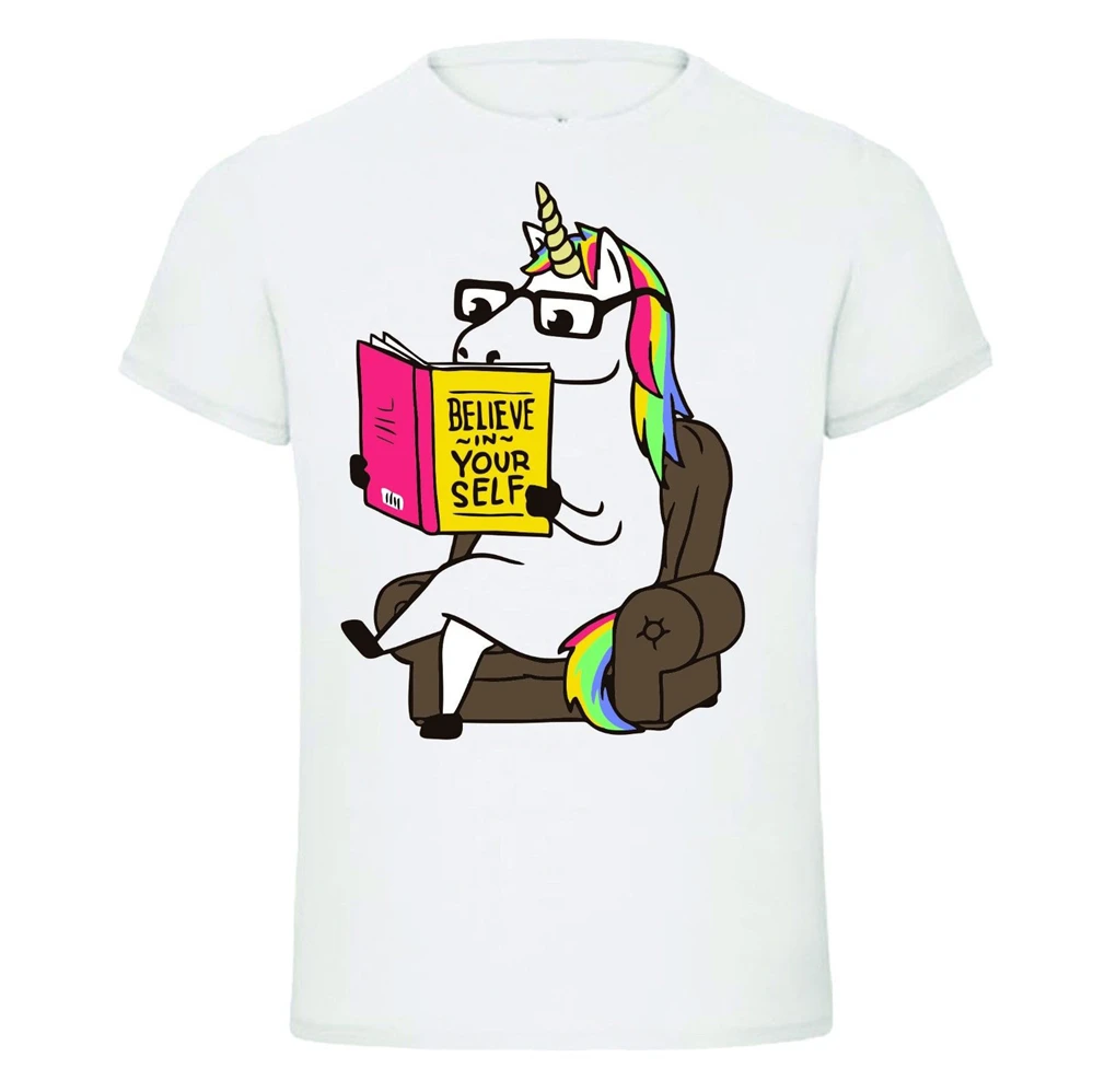 Believe in your self Единорог книга Мужская s dtg Футболка мужская женская футболка с