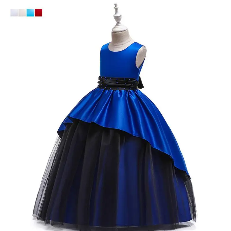 

Girl Children Kids Toddler Bowknot Mesh Princess Trailing Stain Dress Gown Girl Casual Dress