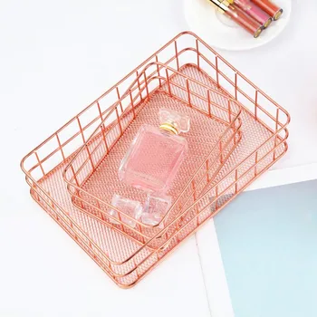 

Rose Gold Storage Basket Weave Ins Fashion Storage Iron Storage Baskets Home Garden Organization Pink Desk Office Accessories