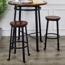 30 дюймов промышленный винтажный барный стул круглое сиденье из твердой древесины в стиле лофт мебель счетчик барный стул 4 металлические ножки барный стул 2 шт