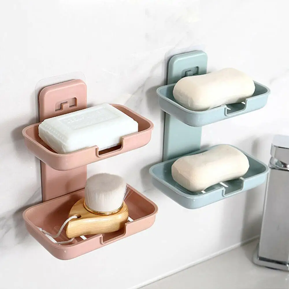 

Double Layer Soap Box Household Bathroom Shower Free Punching wall-mounted Soap Holder for Home Use