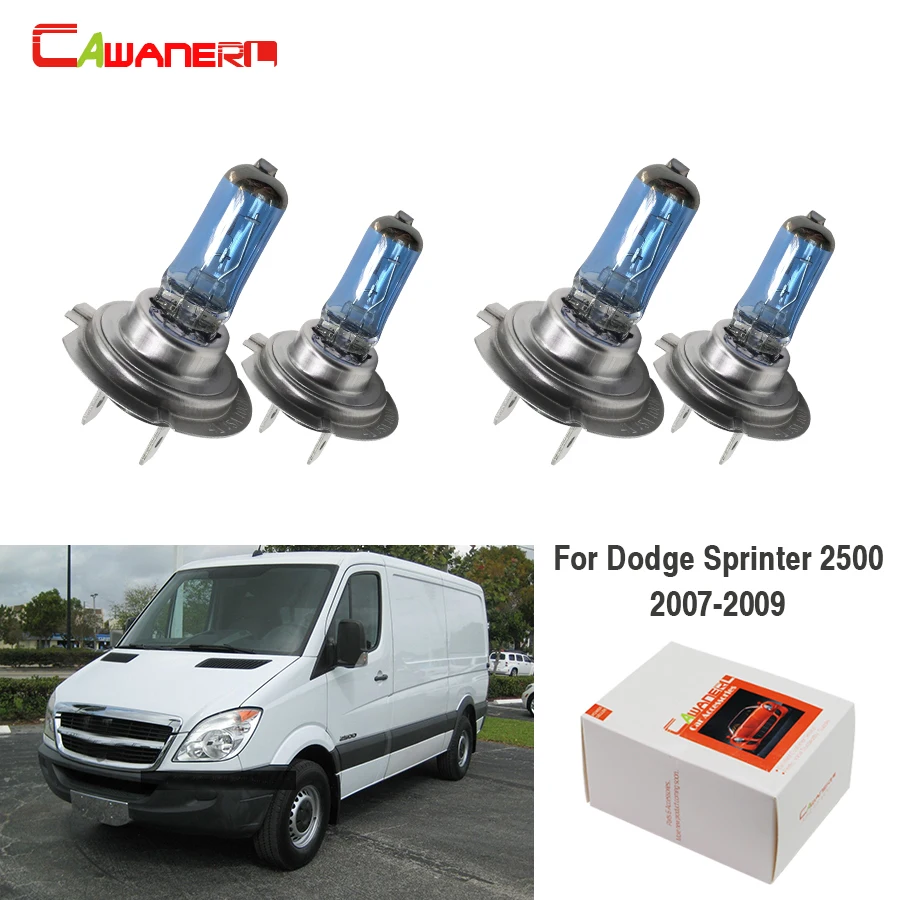 Cawanerl 4 Pieces H7 100W Halogen Light Bulb 4300K 12V For Dodge Sprinter 2500 2007-2009 Car Headlight High Low Beam | Автомобили и