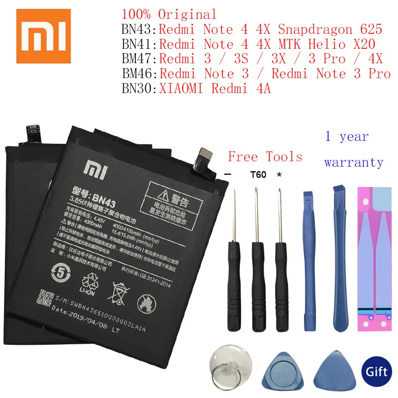 Xiaomi Redmi 4A Note 3 Pro S 3X 4X батарея Hongmi MTK Helio X20 4 global Snapdragon 625 Bateria +