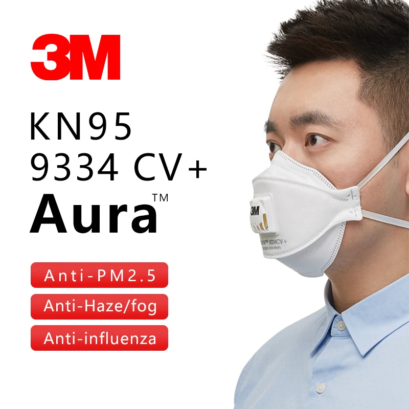 

3Pcs 3M 9334CV+ K Dust Mask PM2.5 Filter Breathing Valve Anti Haze Particles Individually Packed
