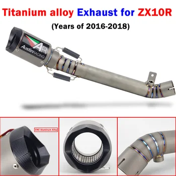 

ZX10R 2016-1018 Slip-on Motorcycle exhaust muffler middle link pipe Titanium alloy Austin racing for Kawasaki ZX10R 2016-2018