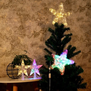

New 16/23cm Christmas Tree Top LED Light Lamp Warm Multicolour Star Xmas Topper Decoration Battery Operated Treetop Ornaments