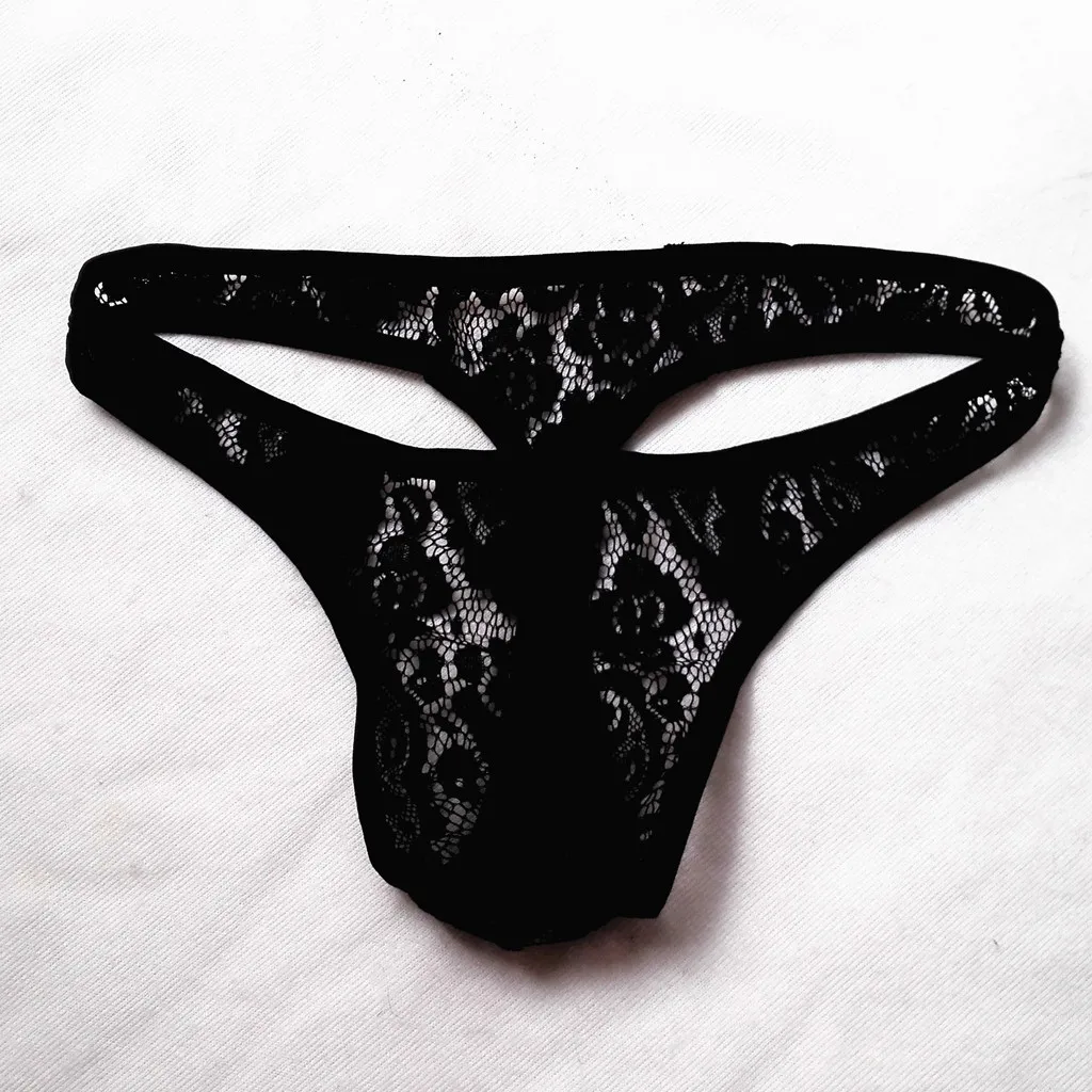 

Men трусы мужские Underpants Low-Waisted Lace Pants Briefs Underwear Sexy Knickers Men's Lace Transparent Thong Panties new 05*