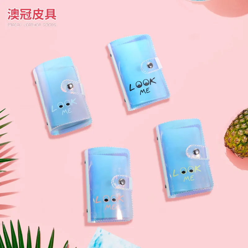 

Cool PVC Card Bag Small MEN'S AND WOMEN'S Card Bit More Business Card Holder Credit Card Cover Cute Simple Laser Card Holder
