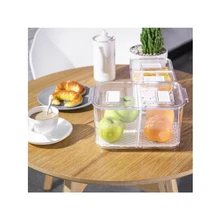 Портативный многофункциональный компактный органайзер для холодильника, двойной герметичный с крышкой, прямоугольная домашняя коробка для хранения фруктов и овощей