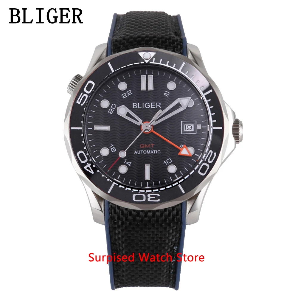 

Bliger 41mm Automatic Mechanical Men Watch GMT Movement Luxury Luminous Waterproof Calendar Sapphire Glass Wristwatch Men